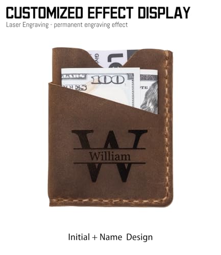 Personalized Slim Leather Card Holder, Custom Minimalist Wallet, Monogrammed Engraved Credit Card Holder, Fathers Day, Christmas, Valentines Day Gifts2