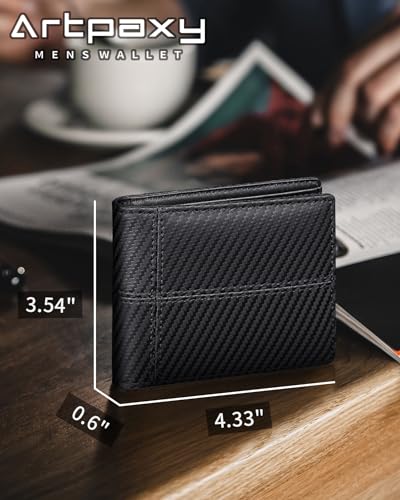 Image of Artpaxy Mens Wallet Bifold Genuine Leather RFID Blocking Wallet for Men with 1 ID Window 13 Card Holders 2 cash pockets 1 Gift Box
