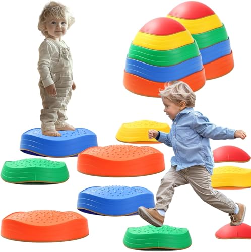Image of makarci stepping stones for kids, 10pcs preschool toys promoting balance coordination skills indoor or outdoor play obstacle courses also autism sensory products for toddlers