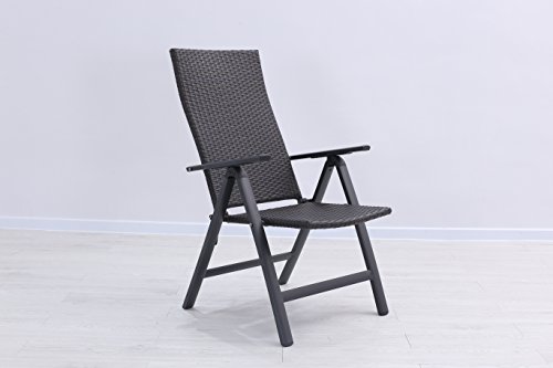 Preisvergleich Produktbild Mandalika Polyrattan Klappsessel "Venezia" in moccabraun mit Aluminiumgestell