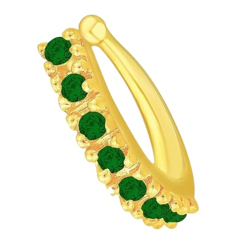 Green Stone Clip On Golden Nose Ring Without Piercing Pressing Nose Pin Stud for Women-image-13