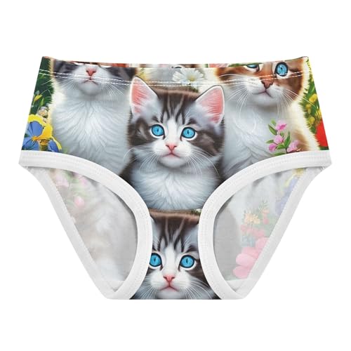 Adorable Kittens Colorful Wildflowers Panties Little Girl Girls Underwear Toddlers Cotton Fun Underpants Briefs 2t