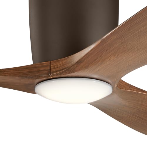 Image of Kichler Volos 48 inch Ceiling Fan With LED Light, Natural Bronze, 300032SNB | Wall Control, Contemporary Indoor Fan, Low Profile Ceiling Fan with Light