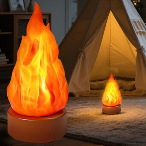 Finta lampada di fuoco, candele senza fiamma ricaricabili tramite USB, con fiamma tremolante, 3 modalità LED, per campeggio, vacanze, Halloween, Natale, Ringraziamento, decorazioni da tavolo e cortile