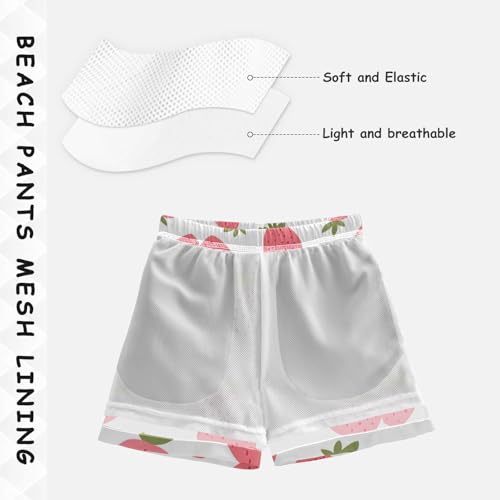 Pigsaly Boys' Swim Board Shorts Light Pink Strawberry Boy's Swim Trunks Kids Swimwear XS4