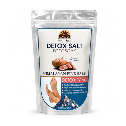 Okay Himalayan Pink Salt Foot Soak 8 oz - Mineral Foot Soaking Salt for At-Home Foot Care, Relaxing Warm Water Soak for Clean, Refreshed-Feeling Feet, Self-Care and Pedicure Routine