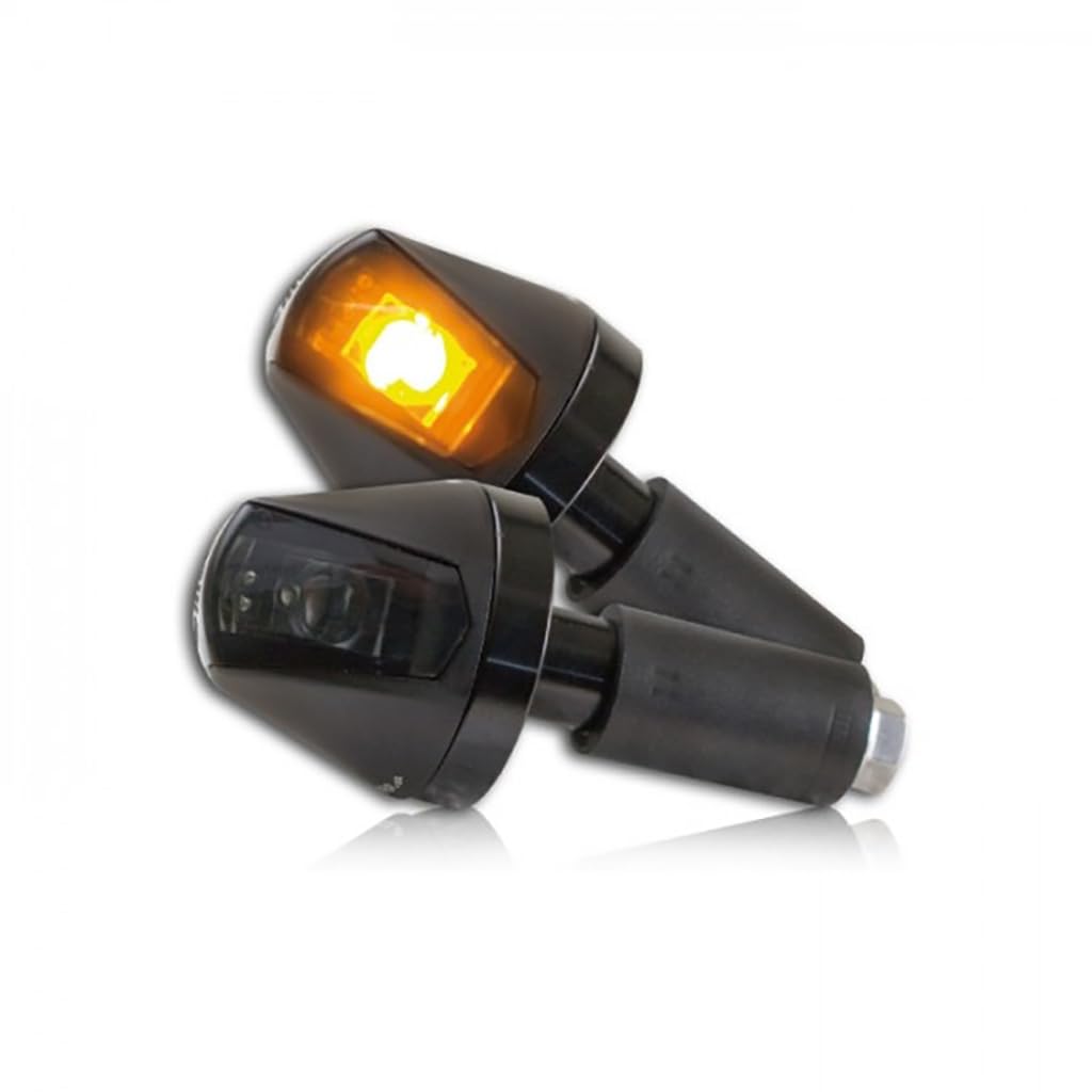 Lenkerenden - Hi-Power-LED Blinker Knight schwarz getönt E-geprüft Universal Motorrad Qaud Roller 1 Paar