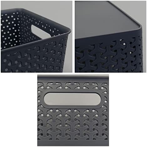 Yesdate Plastic Weave Storage Basket, 6 Packs Cupboard Storage Baskets