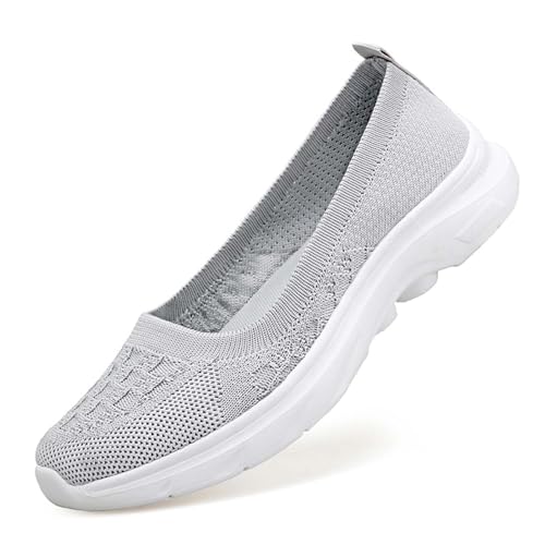 Women's Knit Slip On Sneakers Breathable Lightweight Comfortable Walking Shoes for Gym Casual Travel Workout