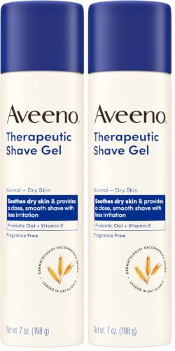 Aveeno Therapeutic Shave Gel with Oat and Vitamin E to Help Prevent Razor Bumps, Soothes Dry Skin...