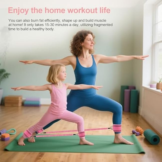 Adjustable Ankle Resistance Bands with Cuffs - 3-Level Booty Bands for Women, Home Gym Equipment for Glutes & Legs Workout, Pilates Yoga Accessories