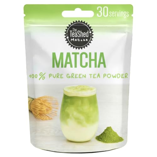 The TeaShed Matcha Powder - 100% Pure Matcha Green Tea Powder 30g (30 Servings) Matcha Latte Powder for Drinks Smoothies & Baking Resealable Pouch