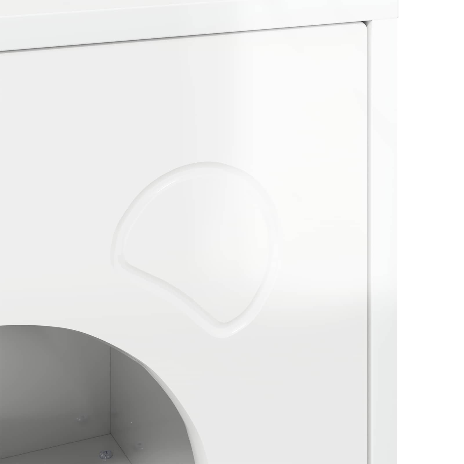 Katzenhaus Holz glänzend Weiß 42,5x40x53 cm - Moderne Katzenhöhle und Katzenmöbel für drinnen - Stabile Haustierhöhle für Katzen & kleine Hunde bis 60 kg