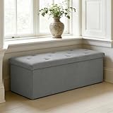 SunHalo Gear 43 Inch Foldable Storage Ottoman Bench,with 35 Gallon Hidden Storage,Folding Foot Rest Ottoman,End of Bed Bench,660lbs Load Capacity,Easy Assemble for Living Room,Bedroom,Entryway