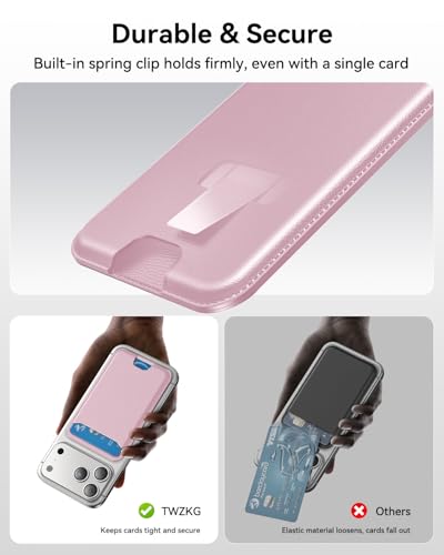 Image of TWZKG for MagSafe Wallet, 3 Cards Holder, Slim Magnetic Phone Wallet for iPhone 17 /16 /15 /14 /13 /12 Pro Max Plus Air Series,RFID Blocking Vegan Leather,Pink