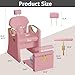 YOCONYO Reclining Pedicure Station for Nail Tech, Adjustable No Plumbing Pedicure Chair with Massage Foot Bath Basin,Adjustable Headrest and Backrest for Salon,Spa (Pink, Gold Frame)