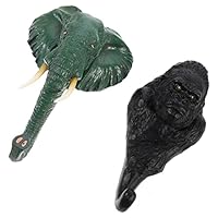GLEAVI 2pcs Animal Wall Hooks Vintage Resin Elephant Monkey Coat Hooks Wall Mount Hangers for Home Decor Animal