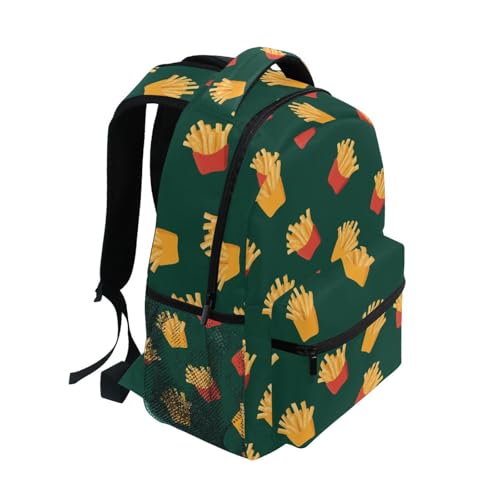 French Fries Green Cartoon Backpack for School Boys Girls Adults Kids Bookbag Laptop Bag 15L2