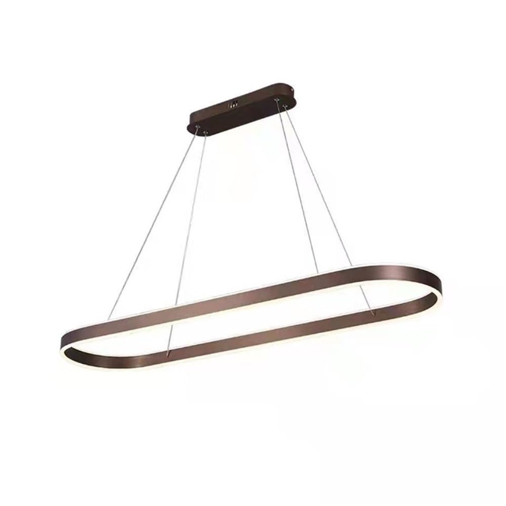 Lampadario a sospensione dal design ovale creativo a LED, dimmerabile, lineare, regolabile in altezza, per ufficio, bar, caffè, tavolo da pranzo (nero, 120 cm / 47.2in)