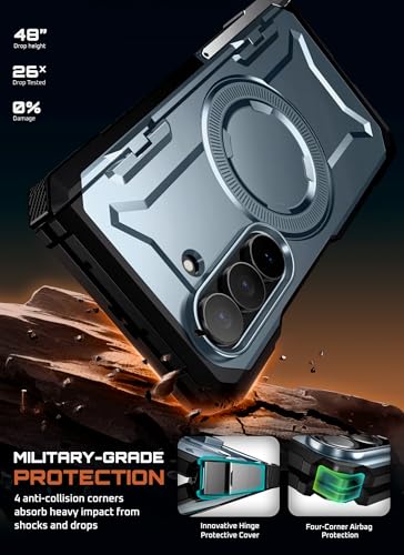 Image of SUPCASE for Samsung Galaxy Z Fold 7 Case with Kickstand, Tilt | Compatible with MagSafe, Tempered Glass Screen Protector, Military-Grade Protection, Hinge Coverage, Unicorn Beetle Grip