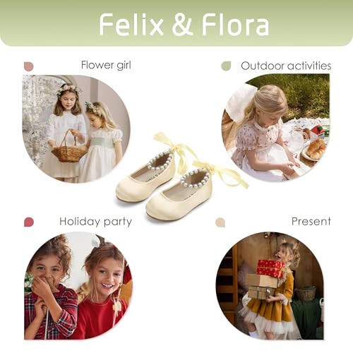 Image of Felix & Flora Girls Toddler Little Ballet Shoes - Flower Girls Mary Jane Flats Dress Shoes Party Wedding