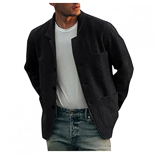 Men's Notched Lapel Wool Blend Trench Coat Zipper Casual Stylish Lightweight Open Front Cardigan Jackets Outwear Men's Notched Lapel Wool Blend Trench Coat Zipper Casual Stylish Lightweight Open Front Cardigan Jackets Outwear