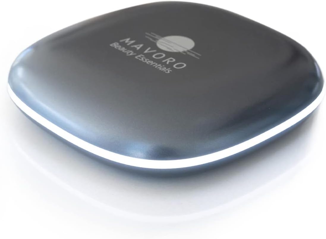 Mavoro LED Lighted Travel Makeup Mirror, Rechargeable, 1x/10x