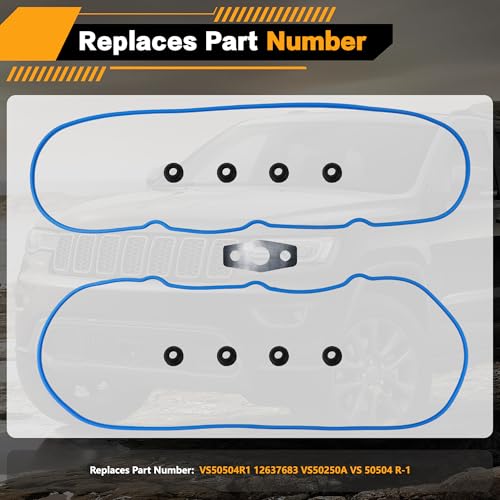 Image of Valve Cover Gasket Set Compatible with Chevy Silverado, Suburban, Tahoe, Trailblazer, fit for GMC Sierra, Yukon, Envoy, fit for Escalade 4.8L 5.3L 6.0L 6.2L Replace 12637683 VS50504R1