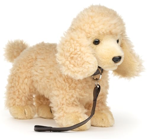 Uni-Toys - Caniche Abricot Debout (avec Laisse) – 30 cm (Longueur) – Chien en Peluche – Doudou