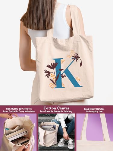 Image of DOODLE Monogram K Diary Gift Set - B6 Soft Bound Ruled Notebook with Tote Bag & Zipper Pouch - Premium Stationery Gift Set for Women & Girls | Perfect Personalised Gift Set for Women's Day