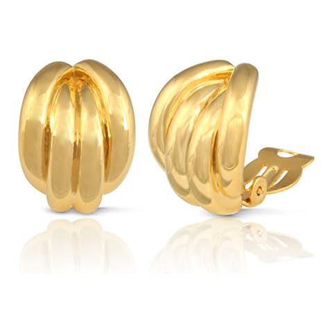 JanKuo Jewelry Gold Plated Shining Polished Clip On Earrings Cover