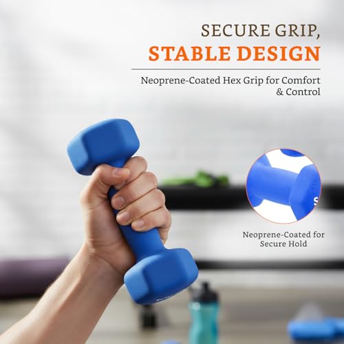 Image of Amazon Brand - Solimo Neoprene Dumbbell 2.5 kg, Set of 2 (Blue)