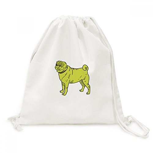 Sac de voyage cordon toile illustration chien jaune anti encombrement
