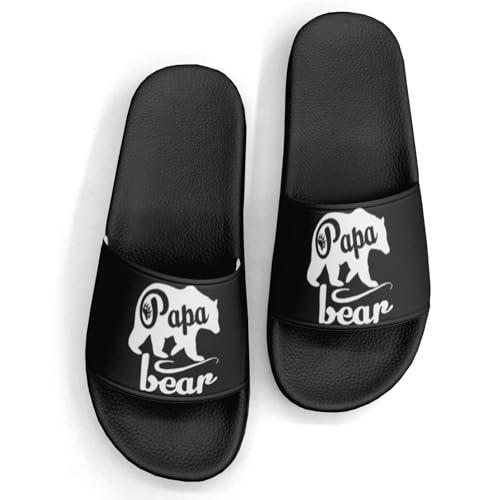 Pitovozu Dad's Father Gift Bear Slippers for Women Men Comfotable Sandals Non Slip Home Bedroom Pool Shower Outdoor Slide Slippers