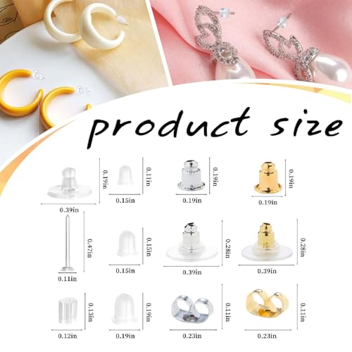 Image of Gozaqe Earring Backs for Ear Studs,600Pcs 12 Styles Universal Fit