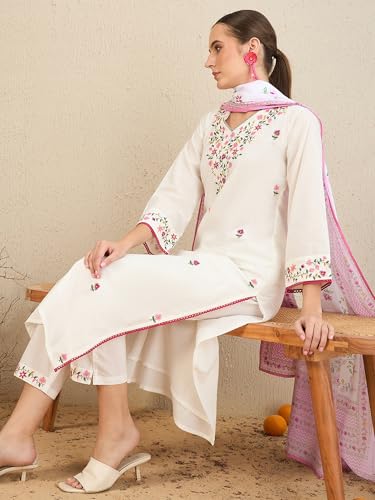 Image of INDO ERA Women Pure Cotton Kurta Set with Dupatta | Festive Suit Set, 6720