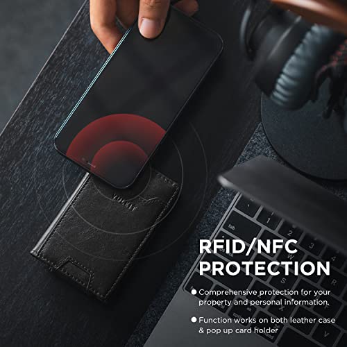 VULKIT Money Clip Wallet Pop Up Card Holder RFID Protection Mens Leather Wallet 2-IN-1 Business Card Holder For 7 Cards & 15 Bills4