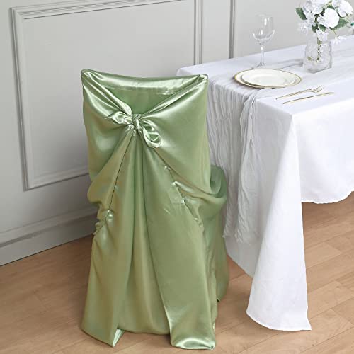 Tableclothsfactory Sage Green Silky Satin Universal Chair Covers Fits All Type of Chairs Event Dinning Slipcover for Wedding Party