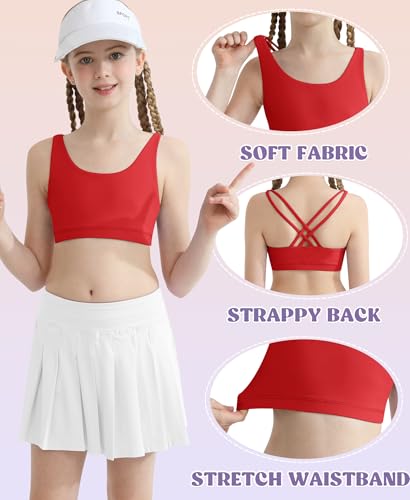 Training Bras for Girls Sports Bra Yoga Strappy Scoop Neck Racerback for Teens Kids Padded Comfort Dance Crop Top4