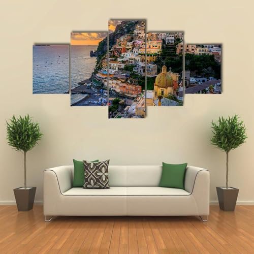 Tableau Cuisine Ambiance Italie Coucher de Soleil Positano Déco Murale
