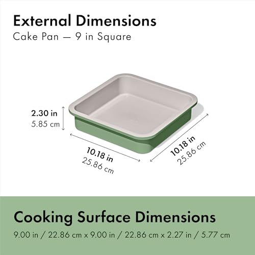 Image of OXO Good Grips Non-Stick Pro Ceramic Coated Metal Bakeware Cake Pan - 9 in Square- Basil, Square Baking Pan for Cakes, Brownies and Cookies