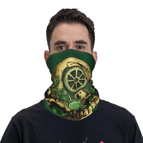 Pasamontañas Steampunk calavera engranajes verde oro para motocicleta ciclismo y actividades al aire libre miniatura 2