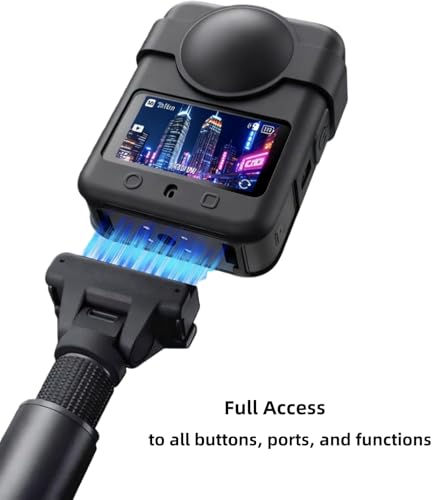 Image of M.G.R.J Soft Silicone Protective Case Cover for DJI Osmo 360 Action Camera, Camera Lens Cover Cap with Hand Strap (Black)