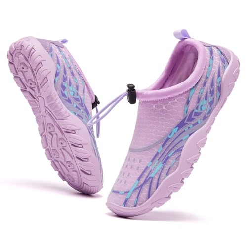 JouraLiyon - JouraLiyon Kids Water Shoes Toddler Girls Boys Wide Barefoot Aqua Socks Non-Slip,Breathable,Quick Dry,Beach,Swim,Pool Light Purple