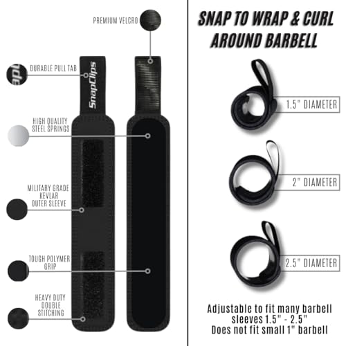 SnapClips Barbell Collars | Pair of 2” Olympic Barbell Clamps | Quick & Easy Adjustable Weight Clips | Perfect Clips for Powerlifting, Strongman - Image 6