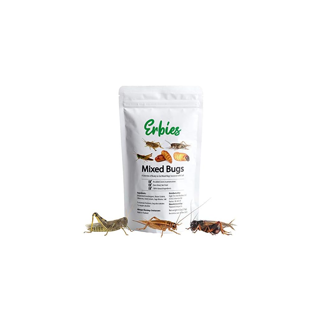 Erbies Edible Bug Mixed Trail Mix, 15g Bag, Seasoned and Crunchy