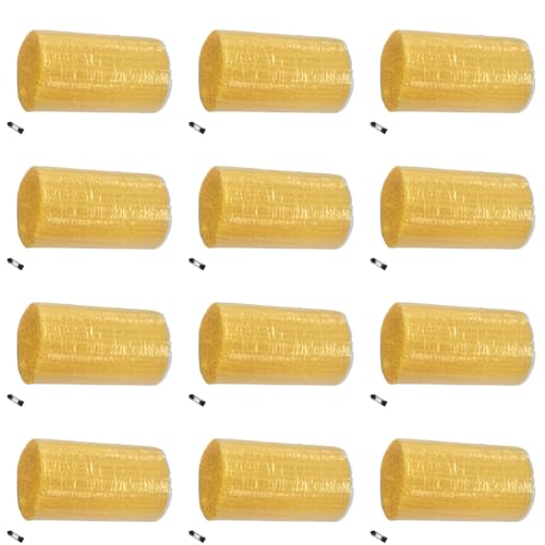 Image of Yglnden 12 Rolls Latch Hook Kit Colorful Yarn Bundles Cut Rug DIY Latch Hook Yarn for Handmake Craft Sewing Knitting for Adults (Yellow #14)