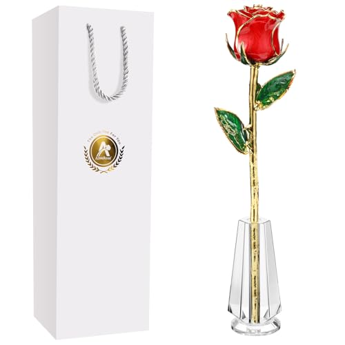 Rose en or 24 carats AliveRose véritable trempée et design unique pour elle