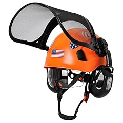 Orange Chainsaw Helmet with Face Shield Visor Kit