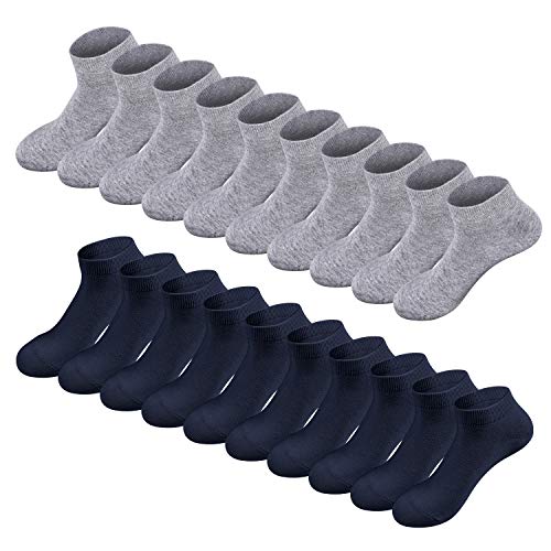 TANGCHAO Chaussettes Basses Homme Femme Chaussettes de Sport Socquettes Coton (Lot de 10 Paires) 5 Navy Bleu & 5 Gris 43-46 Cover